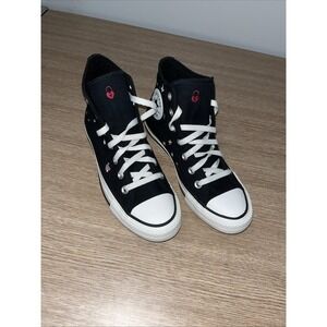 Converse Chuck Taylor All Star Black Floral Embroidery Sneakers Women 7 High Top